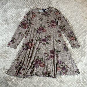 Architect Womens Small Dress Knee Length Long Sleeve Floral Rose Fit and Flare